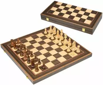 Philos-Spiele Schachkassette Turniergr&ouml;&szlig;e, Holz, Intarsien, Feld 55mm (2604)