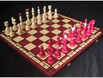 MADO Schachspiel Schachbrett 54 x 54 cm Holz Handarbeit rot