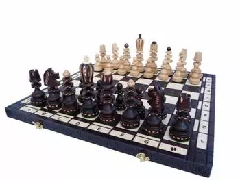 MADO Schach Schachspiel SET Schachbrett 55 x 55 cm Holz Neu Geschnitzt braun groß