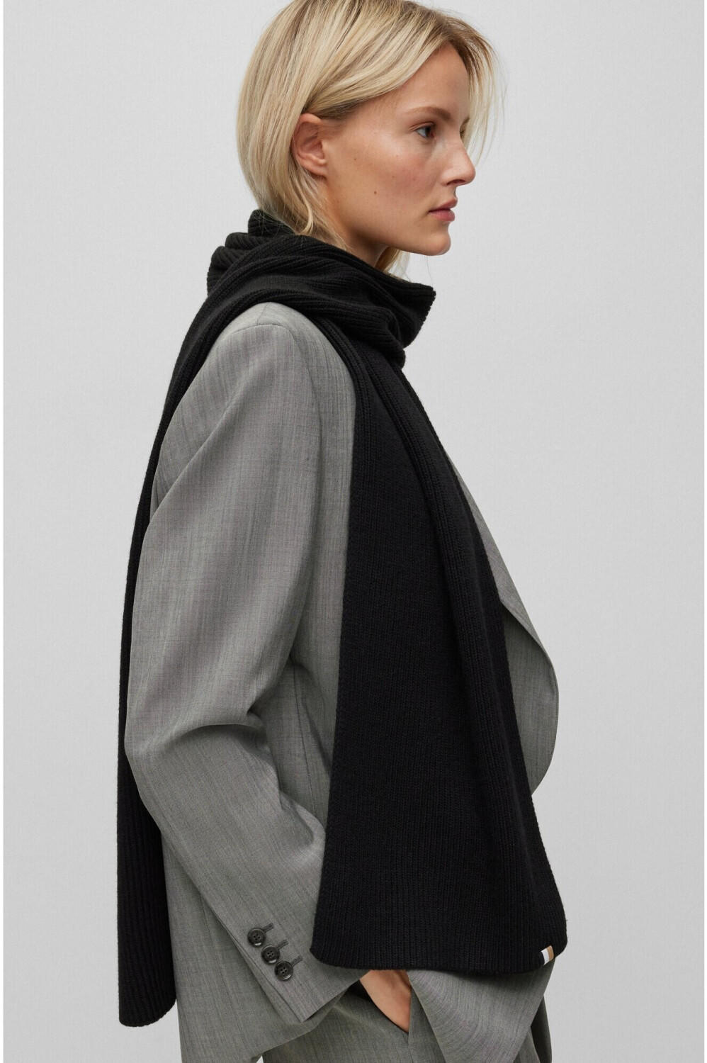 Hugo Boss Gerippter Schal mit ab Style ONESI 99,00 - 50497862 Signature-Streifen-Etikett Schwarz Angebote € Laura_scarf 