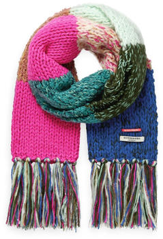 Scotch & Soda Hand Knit Striped Fringe Scarf (176850) pink and green