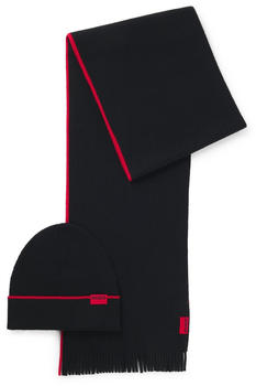 Hugo Set aus Mütze und Schal mit Logo-Label - Style Zaschel Set 50517757 Schwarz ONESI