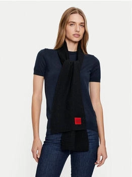 Hugo Schal aus Woll-Mix mit Ripp-Struktur und rotem Logo-Label - Style Saffa_scarf 50502605 Schwarz ONESI