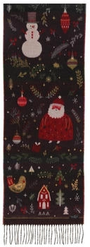 Fraas Cashmink Weihnachtsschal warmer Schal mit Nikolaus-Motiv 35 x 200 cm Navy