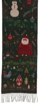 Fraas Cashmink Weihnachtsschal warmer Schal mit Nikolaus-Motiv 35 x 200 cm Antique Green