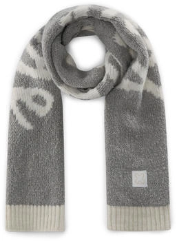 Codello Schal aus Bouclé- und Glattstrick mit Statement grau