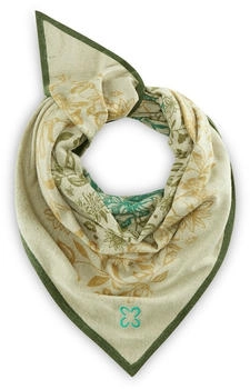 Codello Tuch mit handgedrucktem Blumen-Motiv grün