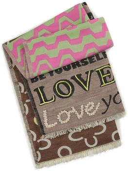 Codello Schal mit Perlen- Pailletten- und Garnstickerei LOVE YOU braun