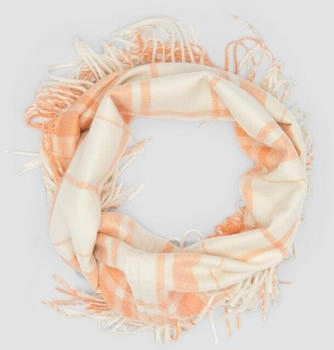 S.Oliver Karierter Loop-Schal mit Fransen (2157875) creme/orange