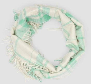S.Oliver Karierter Loop-Schal mit Fransen (2157875) creme/grün