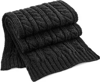 Beechfield Cable Knit Melange Schal Schwarz (B499)