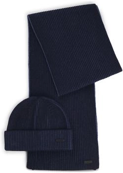 Hugo Boss Set aus Mütze und Schal mit Logo-Etiketten - Style Ercole_SET 50522439 Dunkelblau ONESI