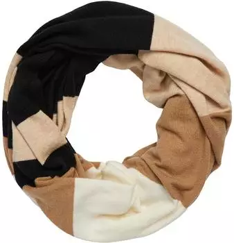 s.Oliver Lässiger Feinstrick-Loopschal mit Streifen und Logo-Ring beige mehrfarbig 2169575.81G6.