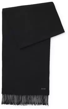 Hugo Boss In Italien gefertigter Woll-Schal mit Logo-Aufnäher Style Naster_35*180 50517218 Schwarz