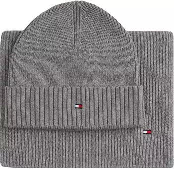 Tommy Hilfiger Flag Beanie And Scarf Gift Set (AM0AM13807) mid grey