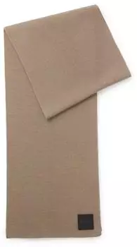 Hugo Boss Schal aus Woll-Mix mit Logo-Aufnäher Style Foxon_R_Scarf 50548891 Beige