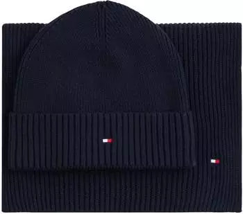 Tommy Hilfiger Flag Beanie And Scarf Gift Set (AM0AM13807) space blue
