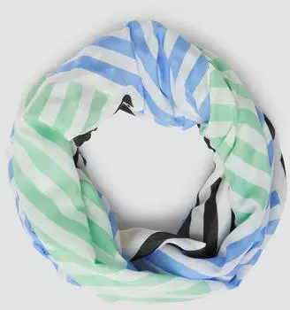 s.Oliver Gestreifter Loop-Schal blau mehrfarbig weiß 2175474.59D3.