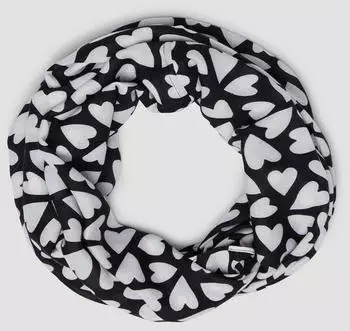 s.Oliver Floraler Loop-Schal aus Viskose mit Artwork-Details schwarz weiß 2172444.99A5.