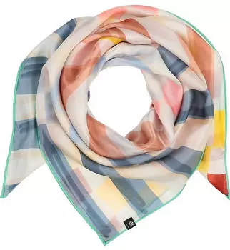 Fraas Damen Seidentuch aus Seidenkrepp 88 x 88 cm 100% Seide maritimes Muster True Blue (632036-524)