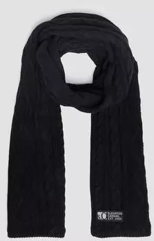 s.Oliver Strickschal mit Zopfmuster und Fleece-Rückseite schwarz 2171545.9999.