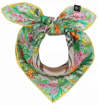 Fraas Nickituch Damen aus 100% reiner Seide Seidentuch kariert mit Dschungel-Muster 51 x 51 cm Powder Mint (612017-615)