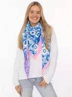 Zwillingsherz Dreieckstuch ""Blumige Aussichten"" Florales Muster, Kante Uni,...