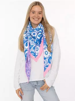 Zwillingsherz Dreieckstuch "Blumige Aussichten" blau