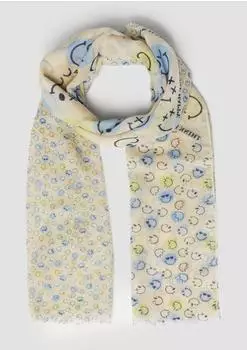 s.Oliver Leichter Schal mit Smiley-Print blau mehrfarbig 2178434.51E5.