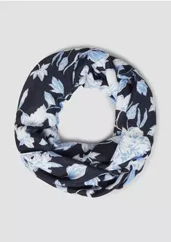 s.Oliver Gemusterter Loop-Schal aus Viskose blau 2175268.59A0.