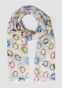 s.Oliver Leichter Schal mit Smiley-Print pink mehrfarbig 2178434.41B8.