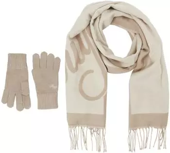 HUGO Set aus Strickhandschuhen und -schal mit Logo-Details Style Sabryna_Set 50551647 Hellbeige ONESI