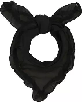 Fraas Damen Halstuch mit Rüschen Baumwolle Seide leicht transparent 42 x 100 cm Black (633064-990)