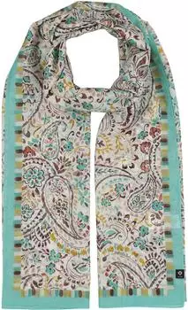 Fraas Damenschal Paisley Seidenmischung Rahmen Streifen 65 x 180 cm 70% Baumwolle 30% Seide Powder Mint (633038-615)