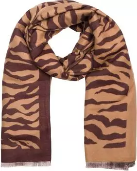 styleBREAKER Schal mit Zebra-Muster, Fransen, braun-dunkelbraun, Damen (01017158)