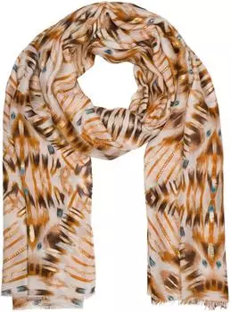 styleBREAKER Schal Batik-Muster Metallic-Streifen, Damen, 50% Viskose 50% Baumwolle, beige-braun (87640034-0)