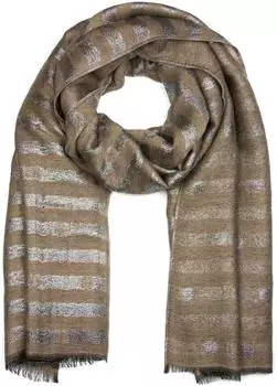 styleBREAKER Schal mit Streifen-Punkte-Muster, Metallic-Fäden, Fransen, Damen (01017065)