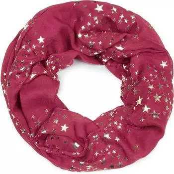 styleBREAKER Loop-Schal Metallic-Sterne-Print, Damen, himbeere (31870828)
