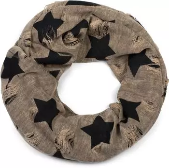 styleBREAKER Loop-Schal Sterne und Punkte Muster, braun, Unisex (01018080)