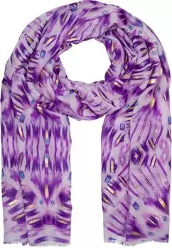 styleBREAKER Schal Batik Muster Metallic Streifen, Damen, flieder-violett, 50% Viskose 50% Baumwolle (65318702-0)