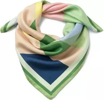 styleBREAKER Nickituch geometrisches Muster, Satin-Optik, 70x70cm, grün-dunkelgrün
