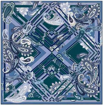 Roeckl Check Paisley Tuch 53x53cm, multi emerald