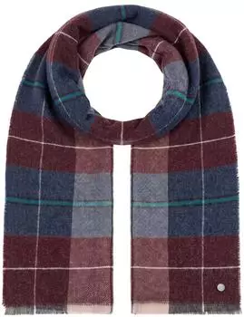 Lierys Danverell Check Kaschmirschal mit Fransen, blau (One Size)