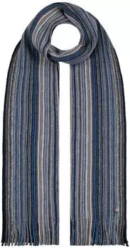 Lierys Colour Stripes Wollschal mit Fransen, blau