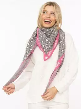 Zwillingsherz Dreieckstuch "Leo & Good" grau/pink, Damen, 50% Baumwolle (7950)
