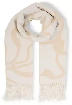 Tom Tailor Strickschal mit Blumenmuster, weiß, Damen, Polyester