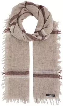 Bugatti Light Scarf leichter Wollschal mit Karo-Design, camel/taupe (630357-180)