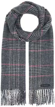 Bugatti Classic Checkered Scarf, Wollmischung, charcoal/creme (630359-980)