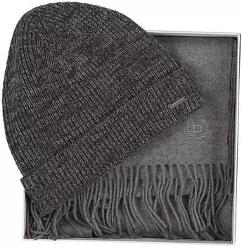 Bugatti Mütze und Schal Set grau, Herren (630214-960)