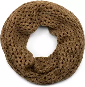 styleBREAKER Strick Loop Schal mit Loch Muster, 100% Viskose, Unisex, cognac (21797329-0)